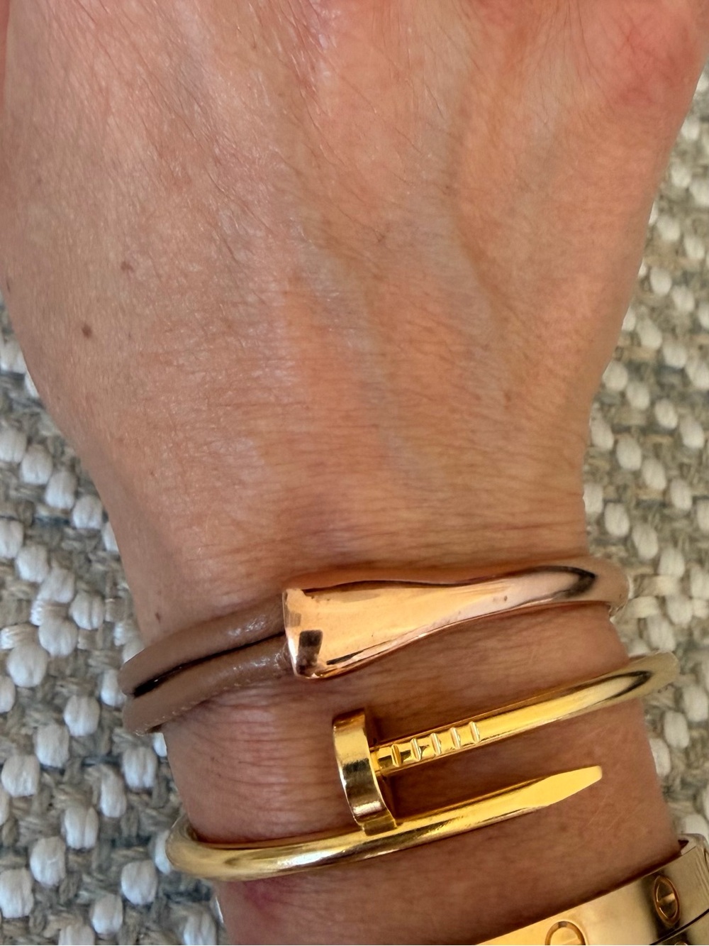 Bronze Milor Two Tone Bracelet in Rose Gold & Neutral Double Leather Band CHIC ✨